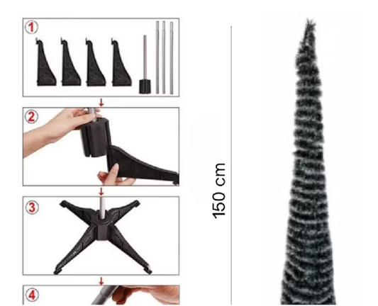 Árbol de Navidad Plegable con Luces LED – 1.5m | Fácil de Armar y Guardar.